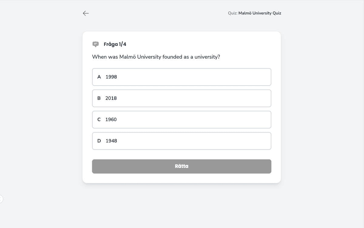 Demonstration av ett AI-genererat quiz